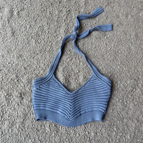 Maniere De Voir Tops - Maniere De Voir Knit Halter Crop Top